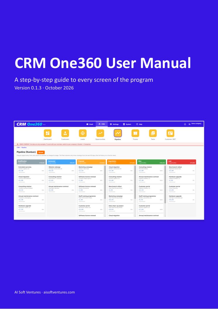 Cover of the CRM One360 manual